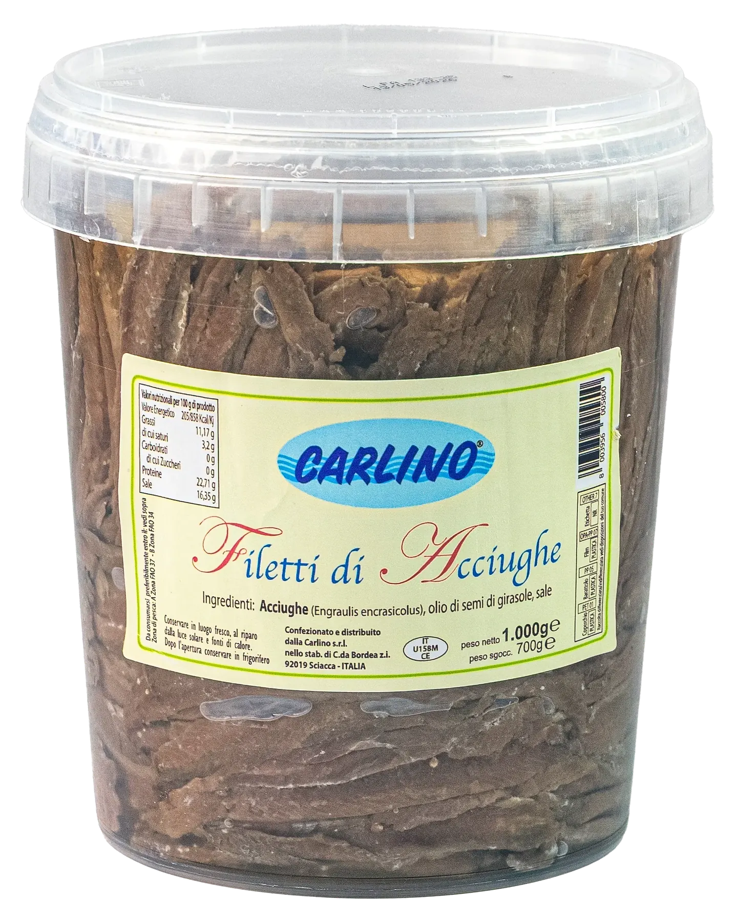 Filetti di acciughe 1000 g, Carlino