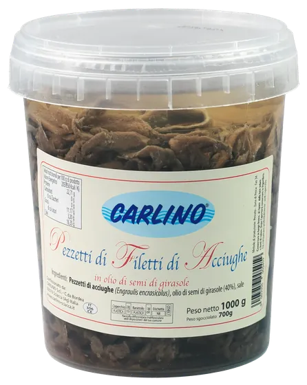 Pezzetti di filetti di acciughe 1000 g, Carlino