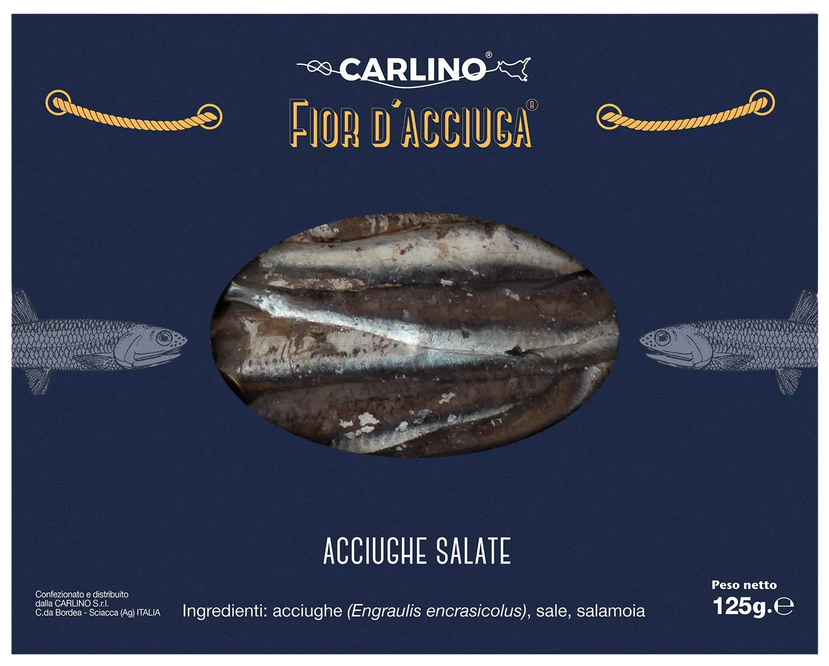 Acciughe salate in busta sottovuoto 125 g, Fior d’Acciuga
