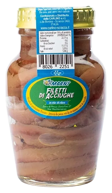 Filetti di acciughe in olio di oliva 160 g, Marni