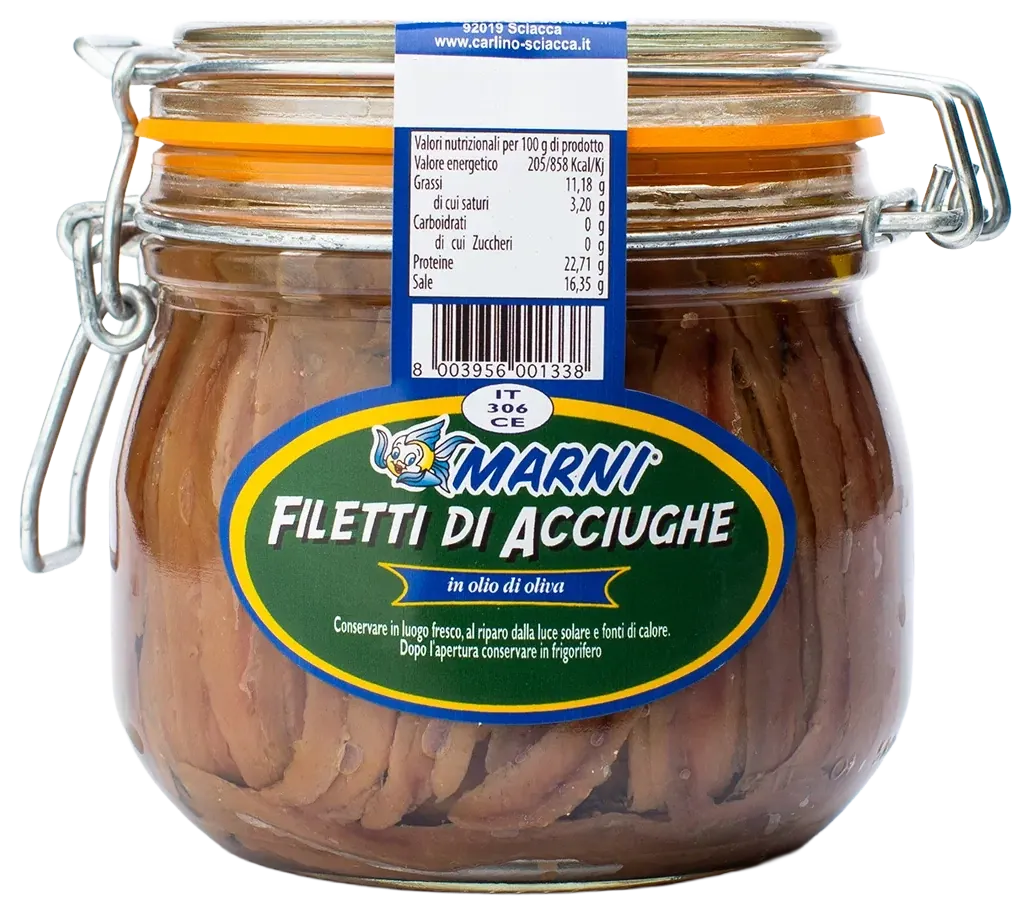 Filetti di acciughe in olio di oliva 580 g, Marni