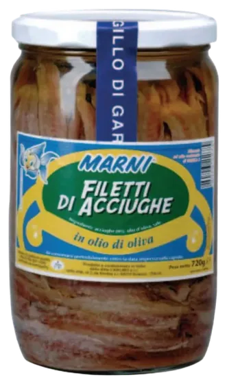 Anchovy fillets in olive oil 720 g, Marni